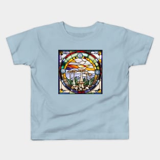 Honey Mushroom Family Stained Glass Kids T-Shirt